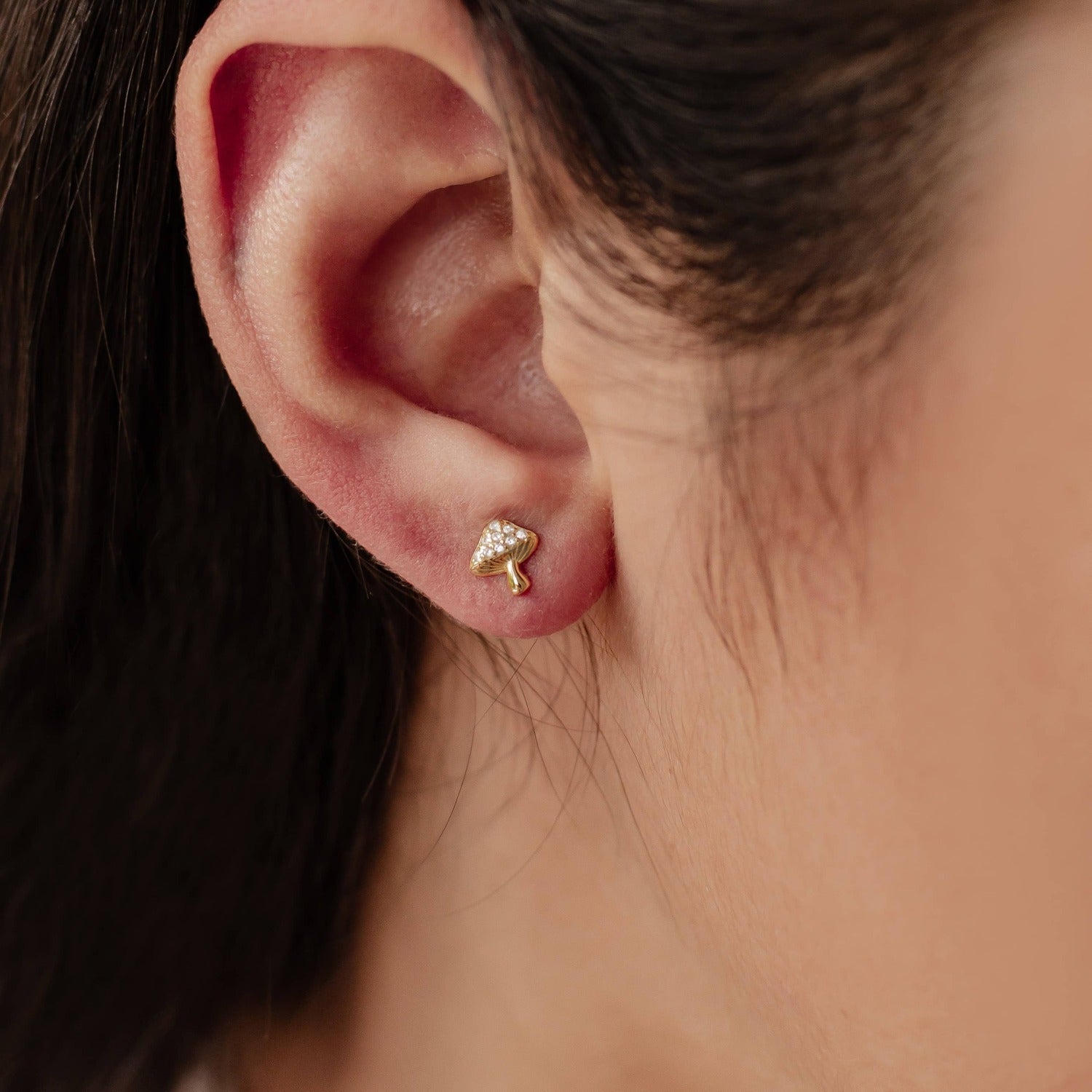 Pendiente de Botón Hongo Plata de Ley 925